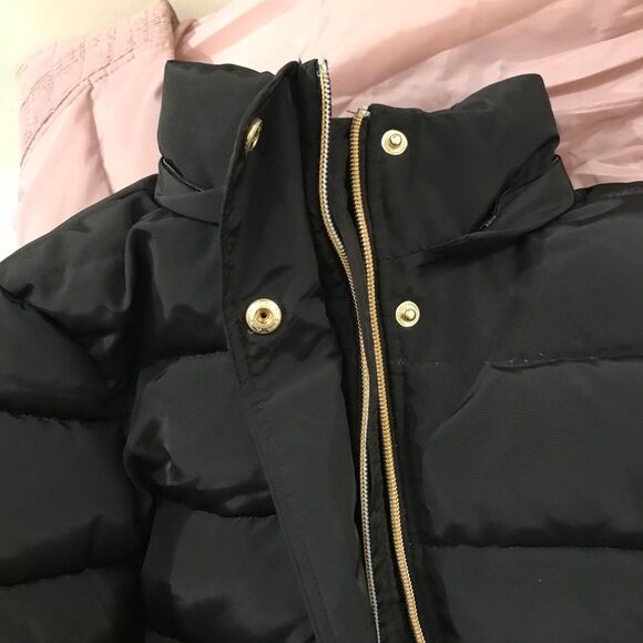 NEW EXPRESS Black Long Down Belted Smocked Puffer Jacket Coat XXS - Picture 7 of 10